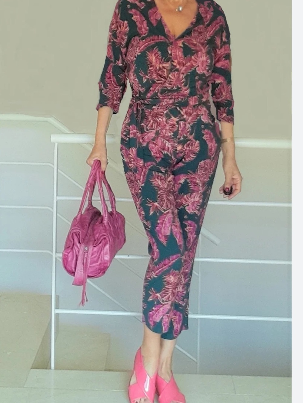 Women’s secret ,Floral Print Jumpsuit in Pink and Teal